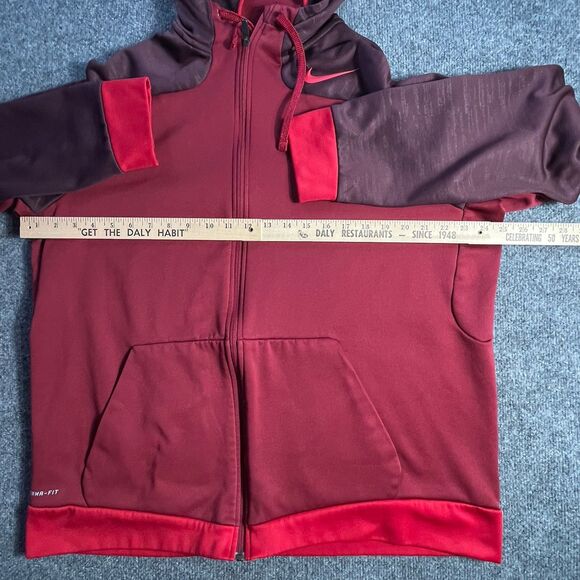 Nike Therma-Fit Hoodie XL Red Maroon Colorblock Sweatshirt Jacket Men’s Training - Picture 6 of 14